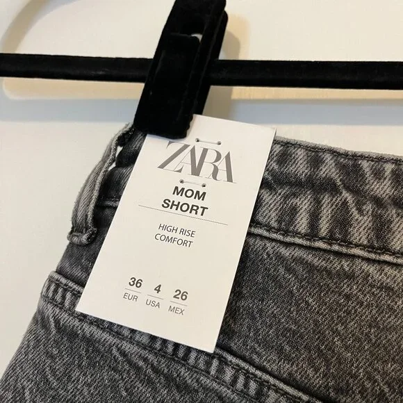 Zara Mom Fit Shorts, Washed Black, Size 4 - Picture 4 of 4